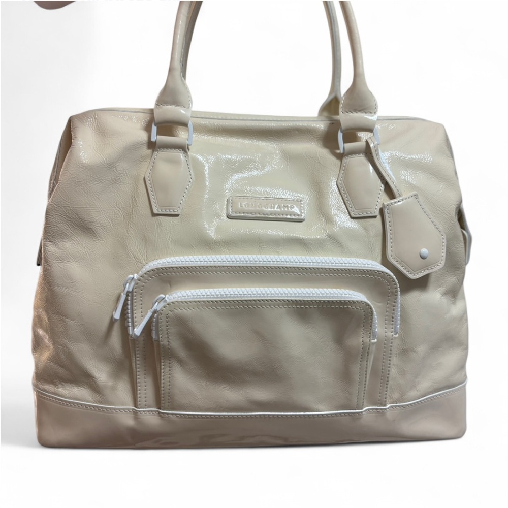 Longchamp Cream Patent Leather Bag